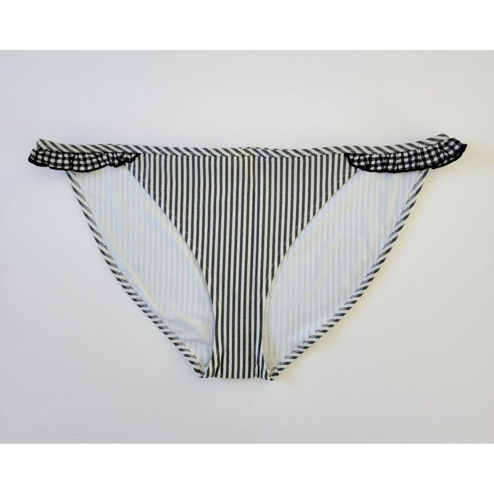 Aerie Women's Size Small Black + White Seersucker Gingham Bikini Bottom NWT